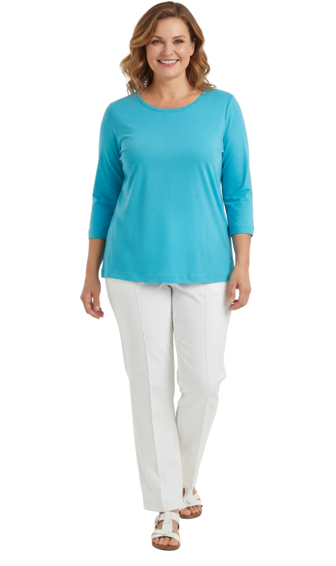 Women's 3/4 Sleeve Crew Neck Top – Comfortable Jer
