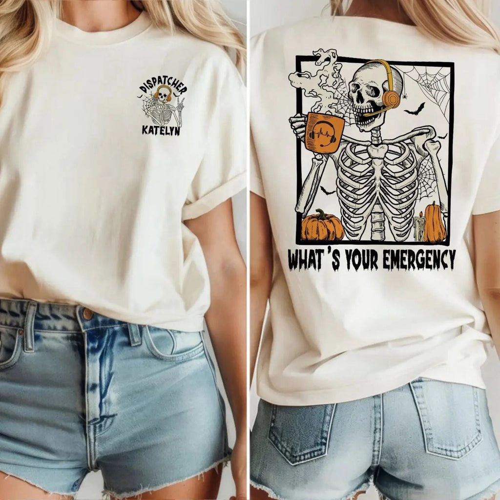 "What's Your Emergency" 911 Dispatcher T-Shirt - Custom Halloween Crewneck, Personalized Dispatcher Gift