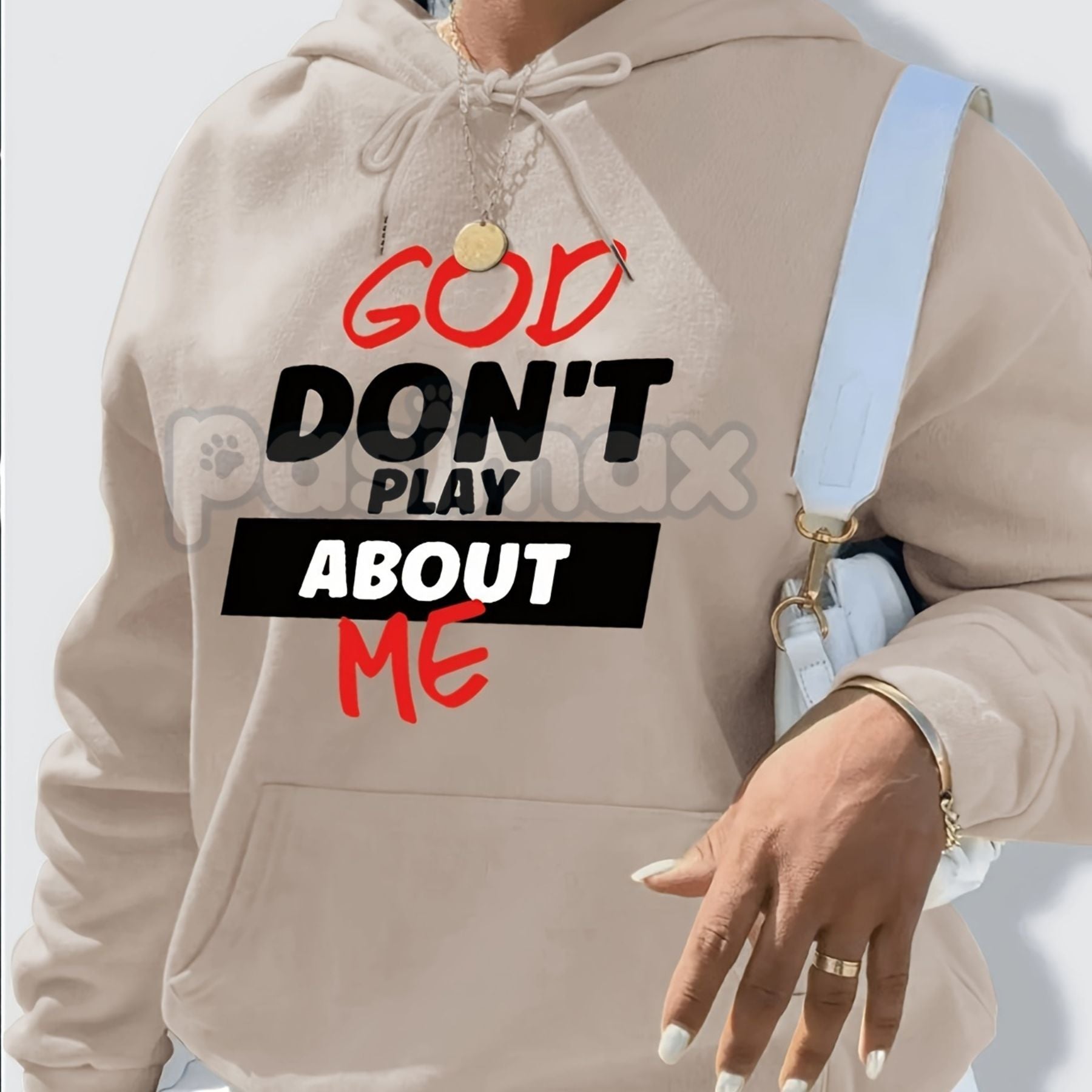 Women's Front Slogan Letter Print Hooded Sweatshirt – Casual Graphic Pullover, Trendy Statement Hoodie