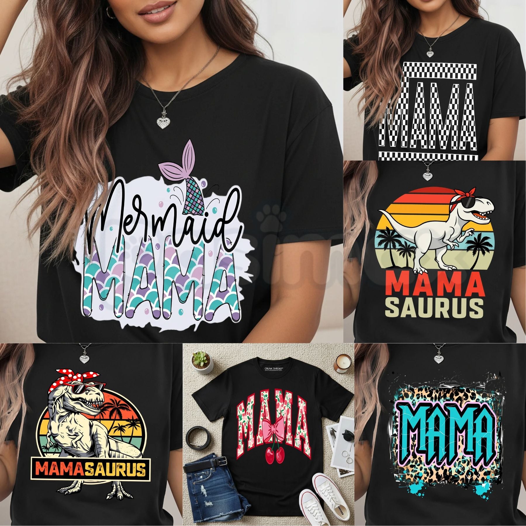 Women’s "MAMA" Print T-Shirt – Fashion Casual Round Neck Graphic Tee, Premium 100% Cotton Minimalist Motherhood Top, Soft Lived-In Heavyweight Stylish Mama Shirt, Made in USA