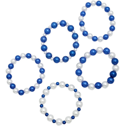 Azure Elegance: Blue and White Pearl Bracelet Set