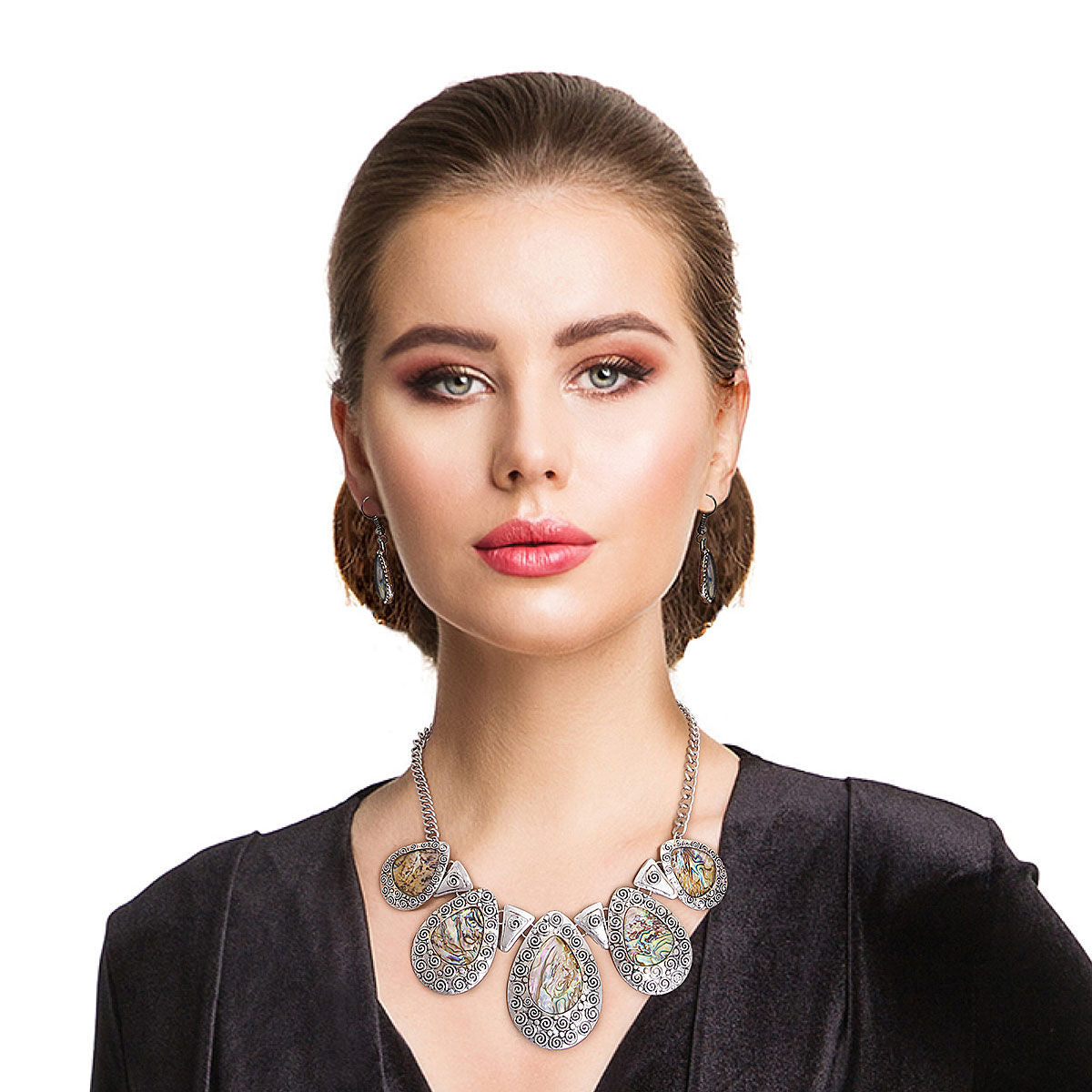 Abalone Teardrop Collar Necklace