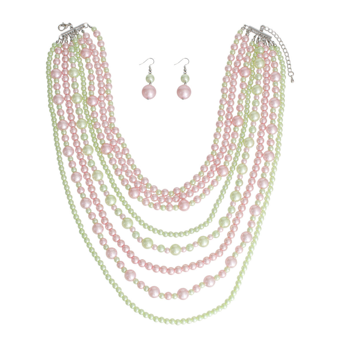 AKA Pink Green Pearl 8 Strand Set