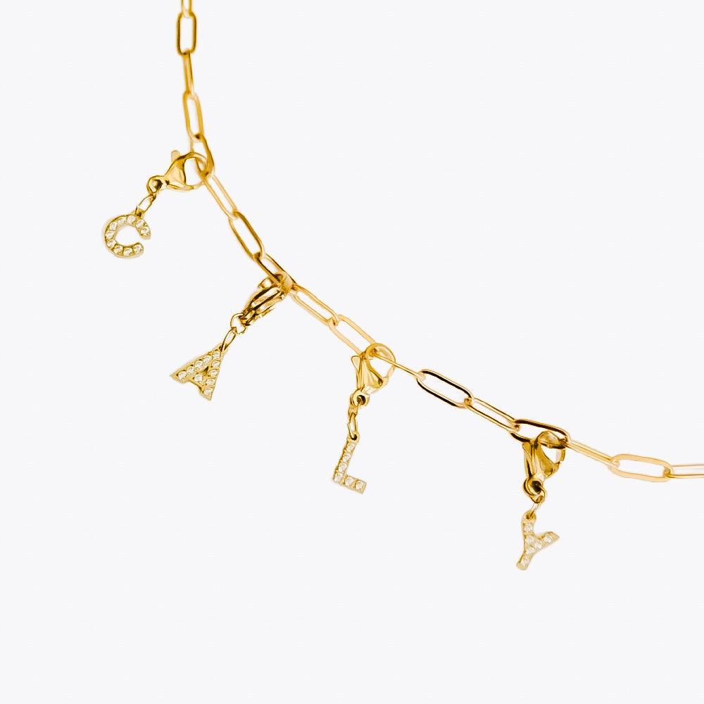 Initial Charm Bar Chanelle Charms - WATERPROOF