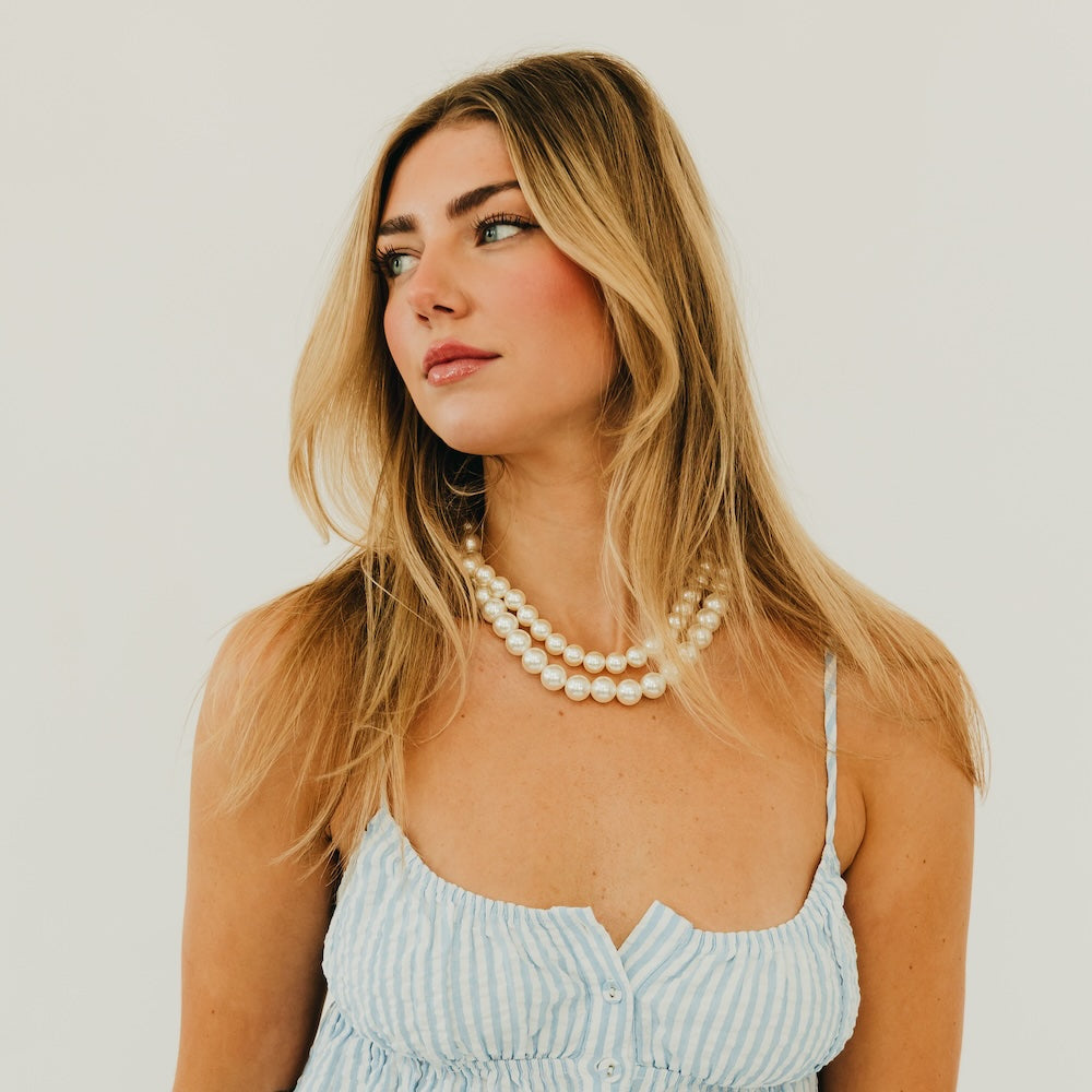 Chunky Three Piece Pearl Necklace
