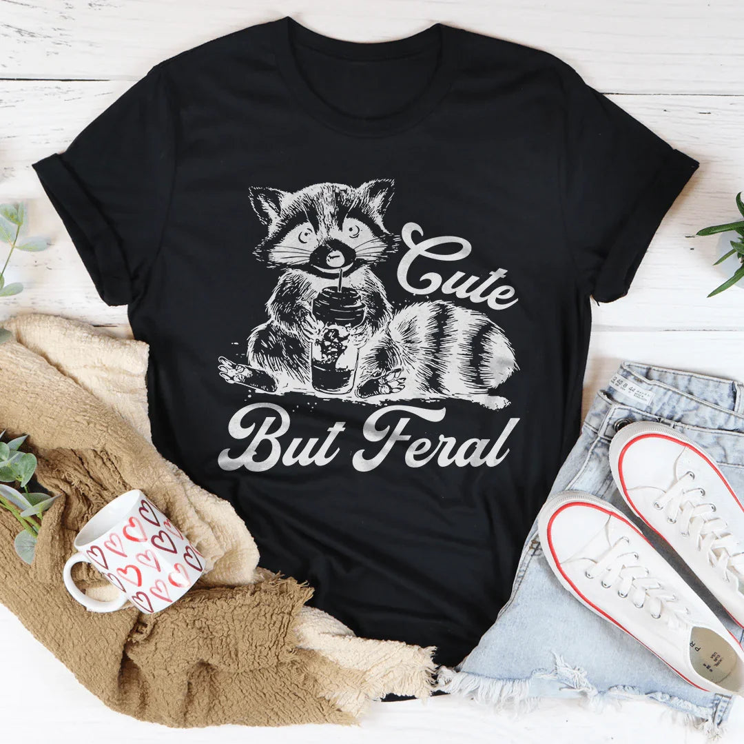 Cheeky Feral Quote Short-Sleeve Tee – "Cute But Feral"