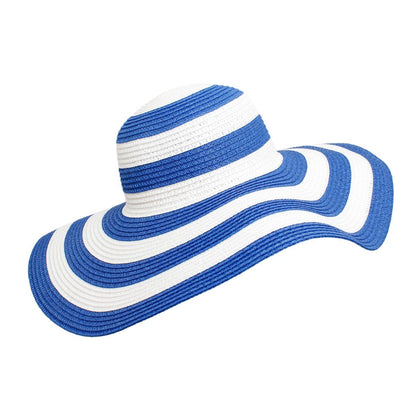 ZPB Straw Hat Vogue Sorority Striped Wide Brim Hat