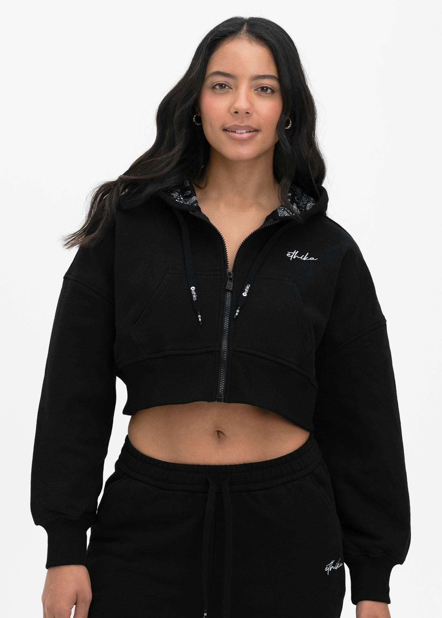 Black | Womens Fitted Zip Hoodie