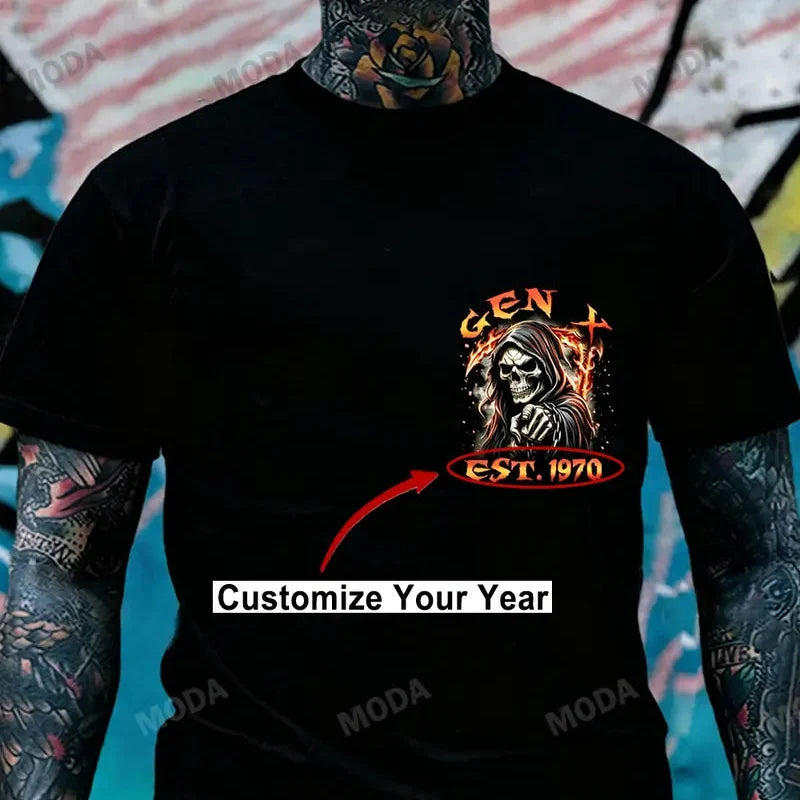 Generation X "Half The Shit..." T-Shirt – Custom Year Skull Retro Funny Gen X Unisex Graphic Tee