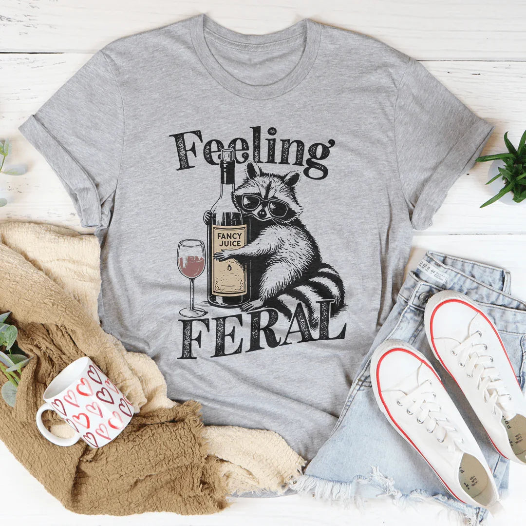 Chaotic Mood Statement Shirt – "Feeling Feral" Retro Graphic Tee