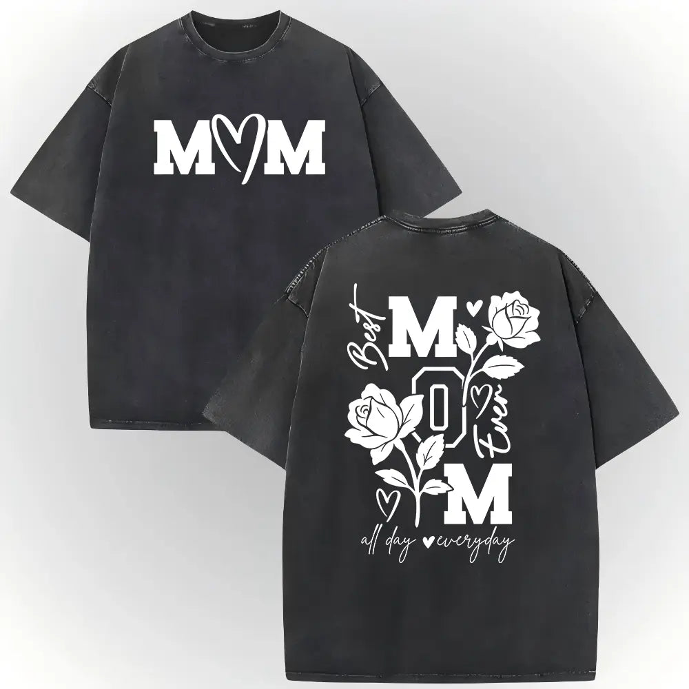 MOM All Day Every Day T-Shirt – Vintage Washed Motherhood Graphic Tee, Retro Lightweight Cotton Mom Life Top, Aesthetic Streetwear Gift for Her
