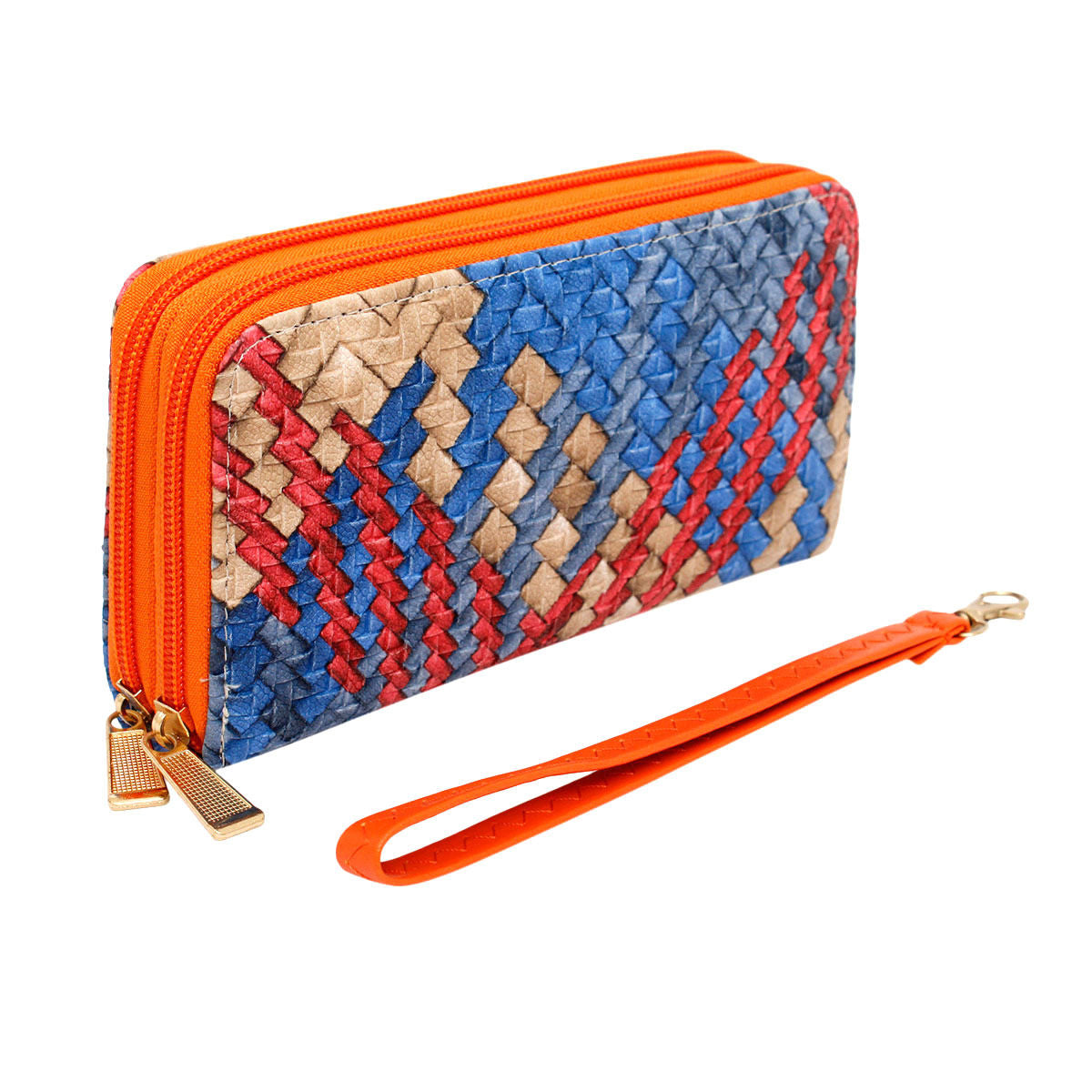 Zipper Wallet Multicolor Woven Wristlet for Women