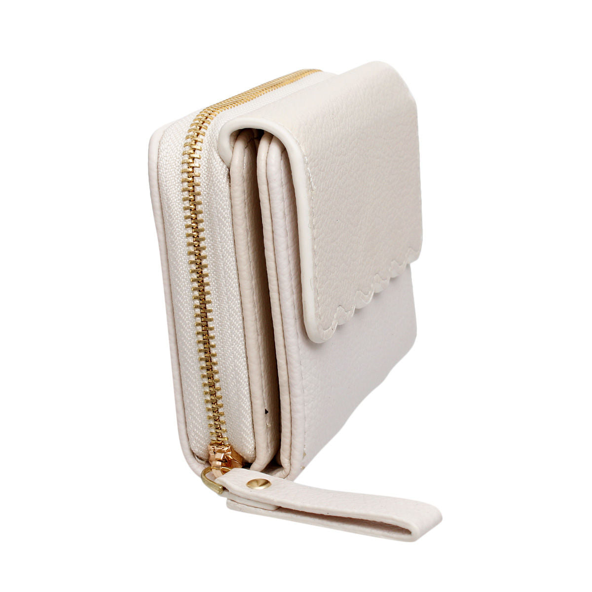 Accordian Wallet Beige Snap Cardholder for Women