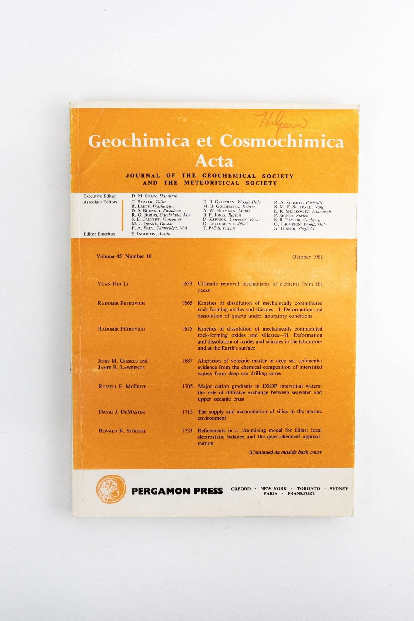 Geochimica et Cosmochimica Acta Journals