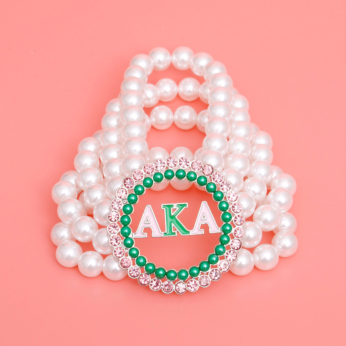 AKA Pearl Bracelet Alpha Kappa Pink Green