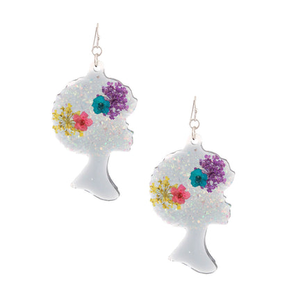 Black Afro Flower Earrings