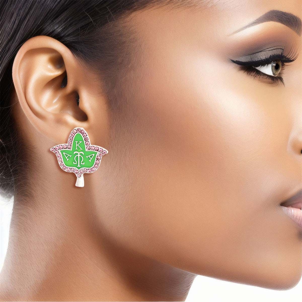 AKA Pink Green Ivy Leaf Studs