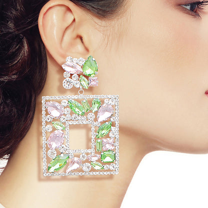 AKA Light Pink Green Crystal Square