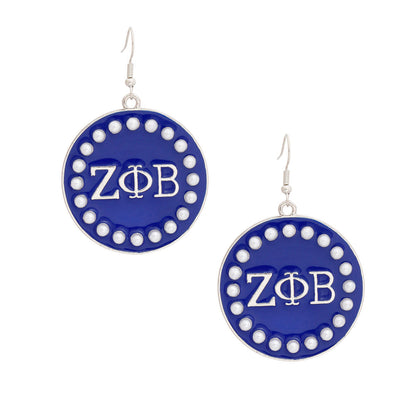 ZPB Sorority Round Blue Fish Hook Earrings