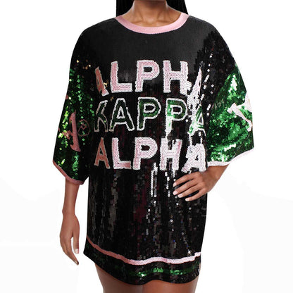 Alpha Kappa Alpha Black Sequin Jersey Shirt