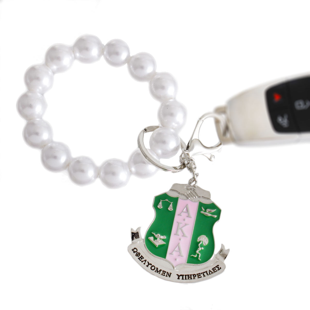 AKA White Pearl Shield Keychain