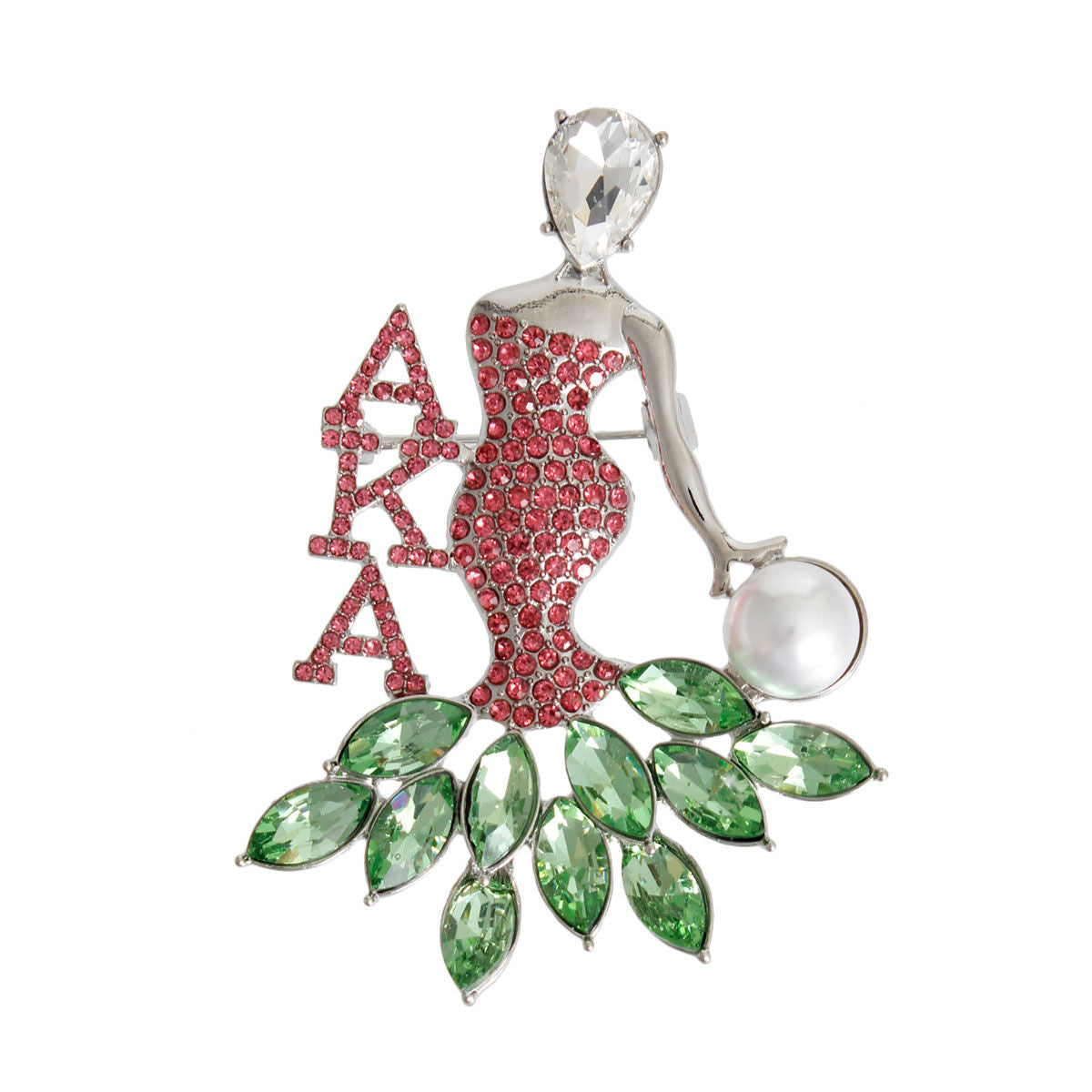 AKA Pink Green Woman Sorority Pin