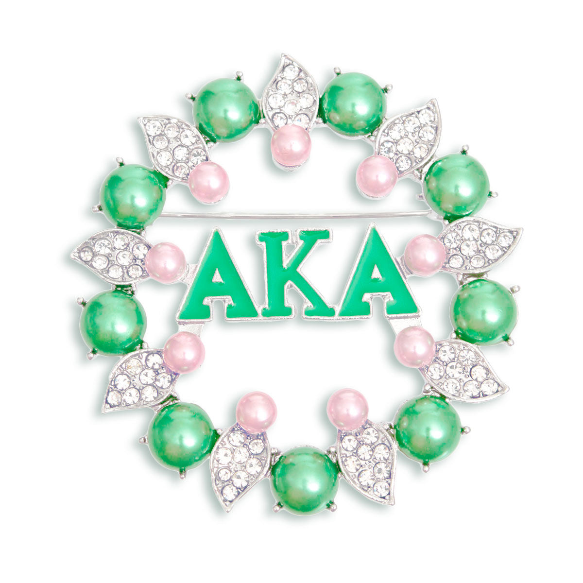 AKA Brooch Pink Green AKA Pearl Pin