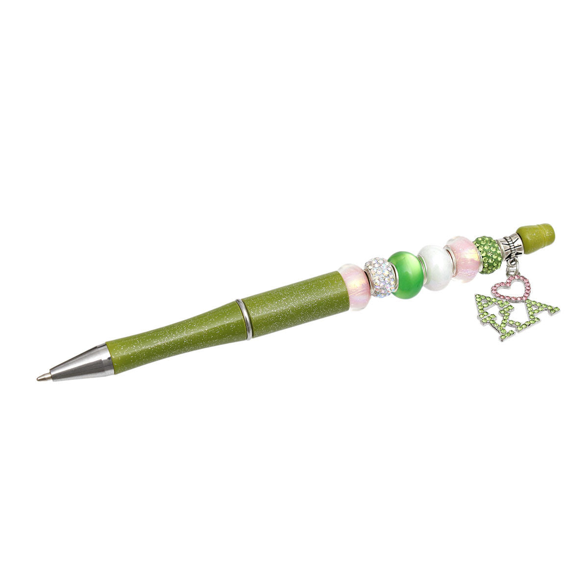 AKA Sorority Bling Bead and Charm Green Pen