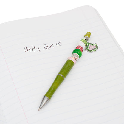 AKA Sorority Bling Bead and Ivy Charm Green Pen