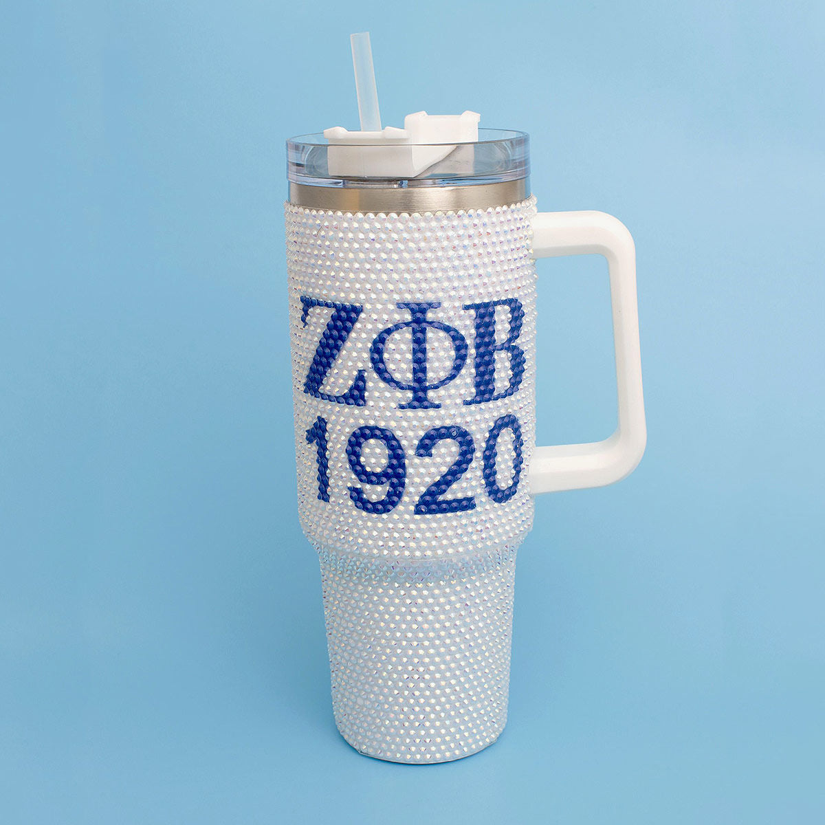 ZPB Sorority White Bling 40.5 oz Tumbler Cup