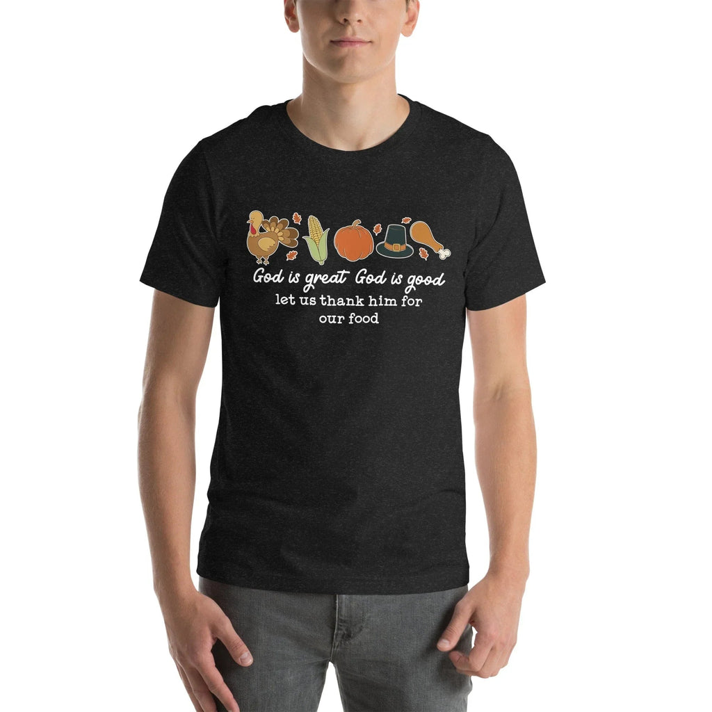 Gratitude Prayer Casual Shirt – "God Is Great God Is Good" Graphic T-Shirt