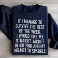 Cozy Chaos Humor Pullover – "Straight Jacket In Hot Pink & Sparkle Helmet" Sweatshirt
