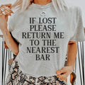Girls' Night & Vacation Top – "If Lost Please Return To Bar" Graphic Tee