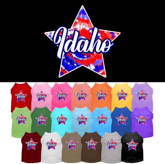 Pet Dog & Cat Screen Printed Shirt for Small to Medium Pets (Sizes XS-XL), "Idaho Patriotic Tie Dye"-0