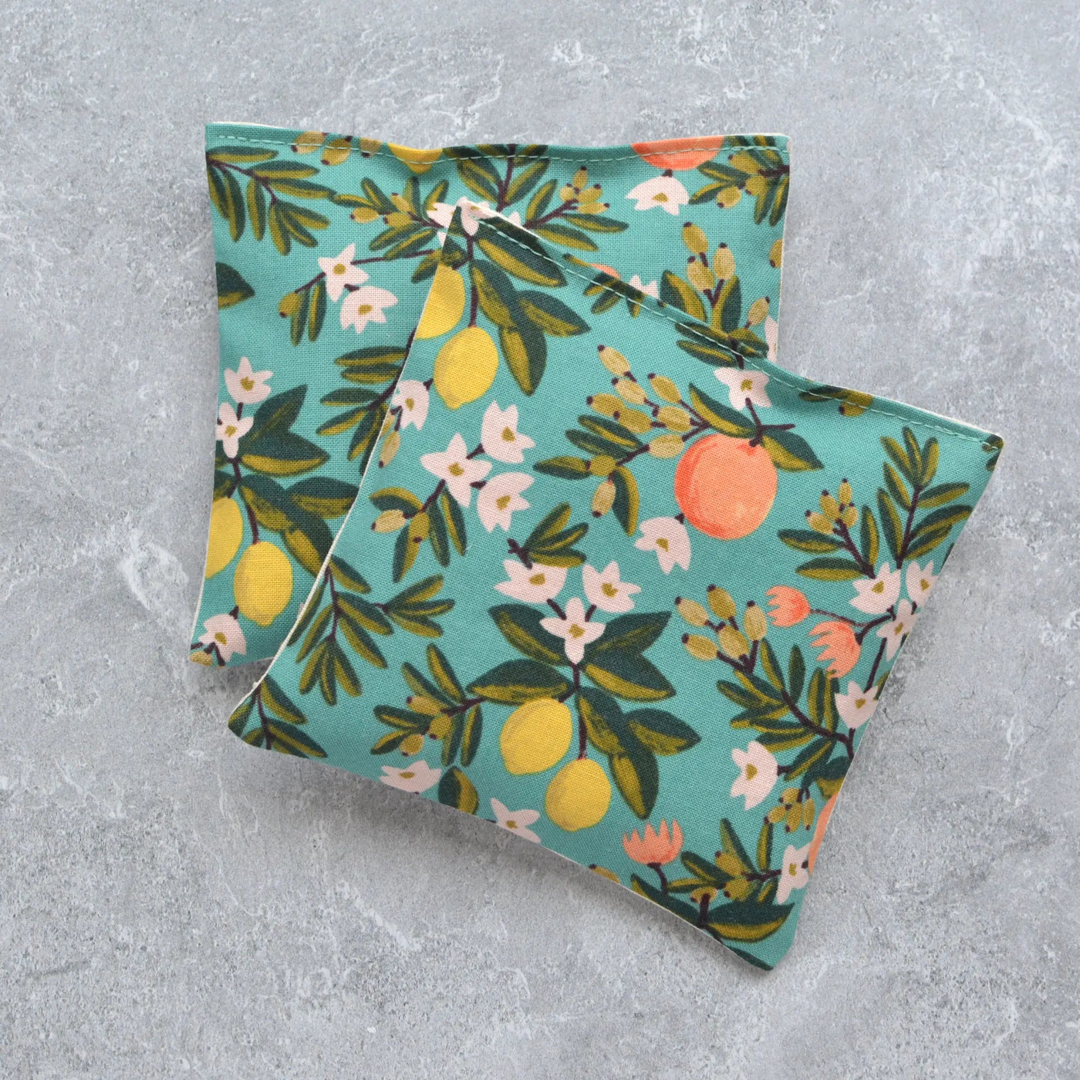 Citrus Grove Teal Cotton Lavender Sachet Bundle
