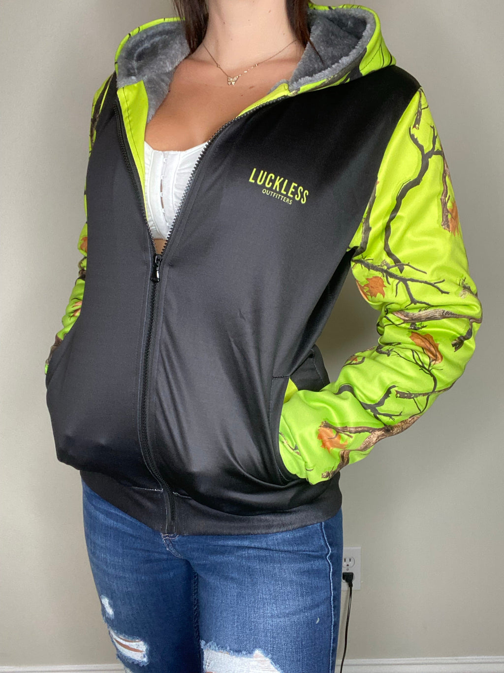Hi-Vis Camo HEAVY ZIP FLEECE HOODIE