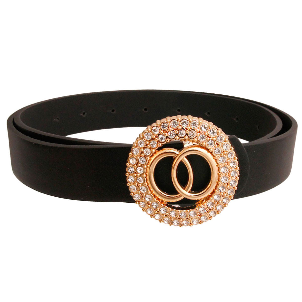 Black and Rhinestone Gold Infinity Belt