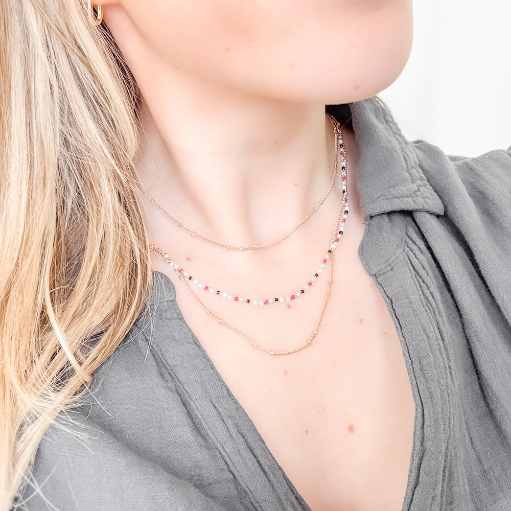 Tani Triple Layer Bead Necklace