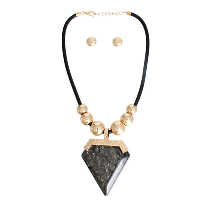 Black Diamond Shaped Pendant Set