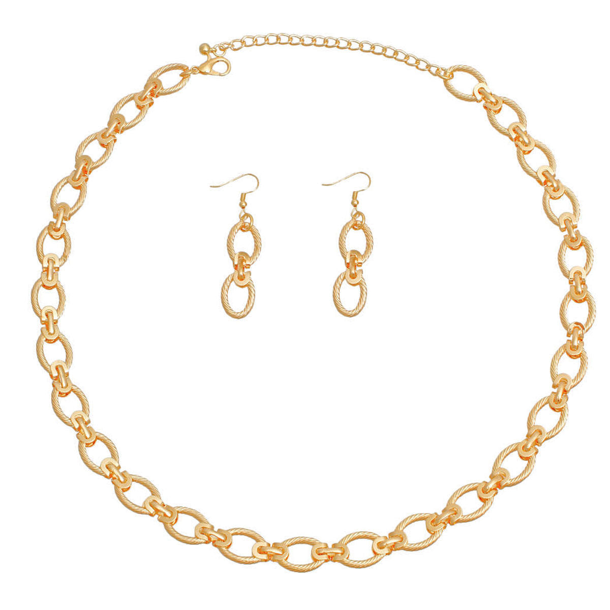 Twisted Oval Gold Metal Chain Set