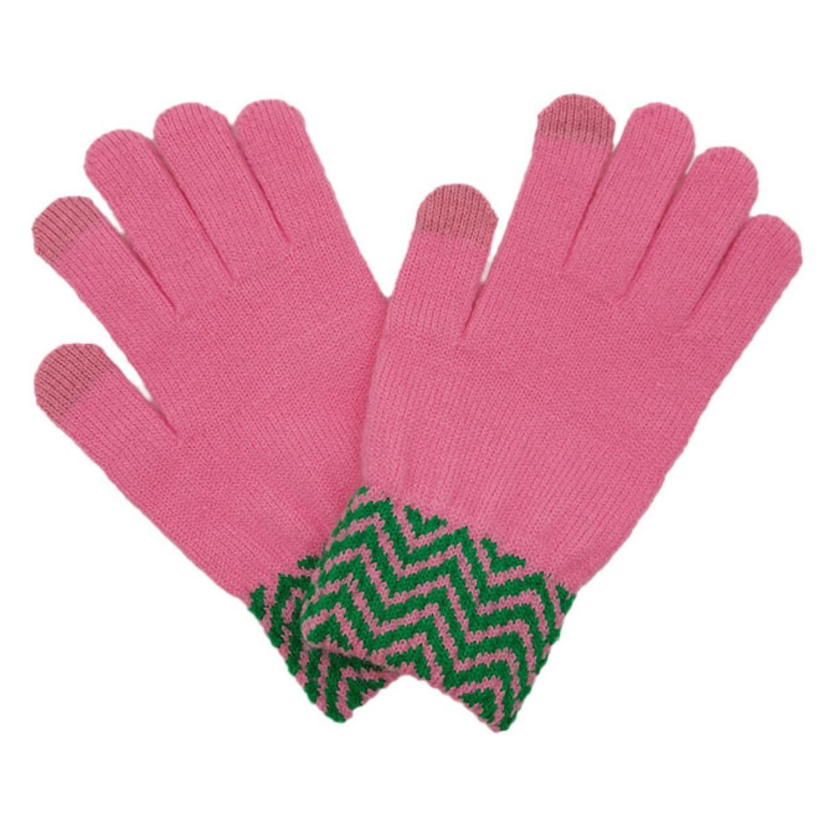 AKA Pink Green Zig-Zag Gloves