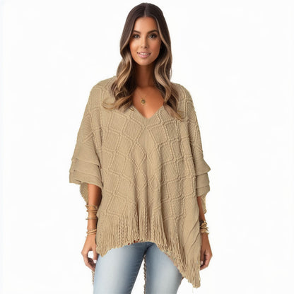 Beige Crochet Poncho