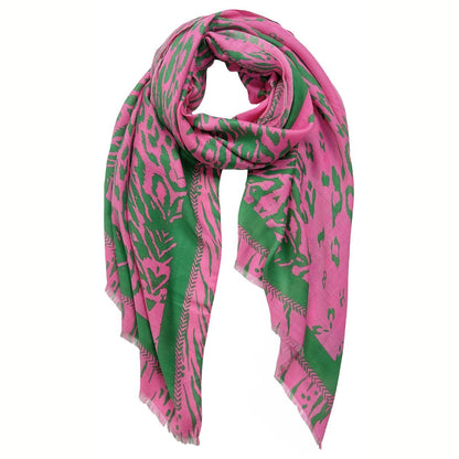 AKA Scarf Wrap Animal Print Pink Green