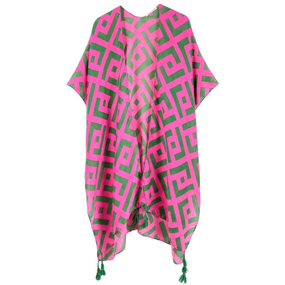 AKA Kimono Lux Geo Print Pink and Green