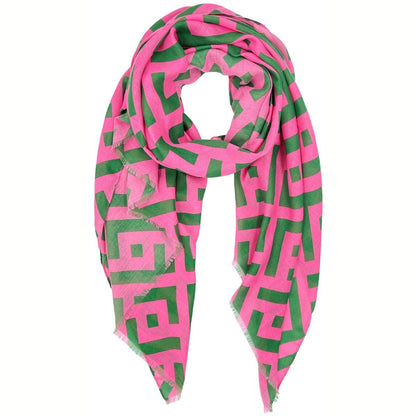 AKA Scarf Wrap Lux Geo Print Pink Green