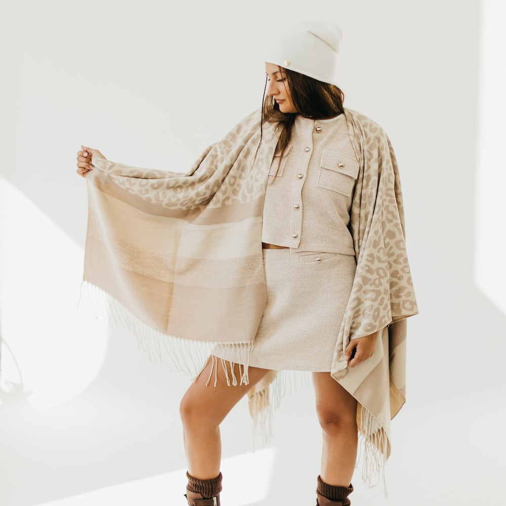 Leopard Lydia Cashmere Reversible Shawl