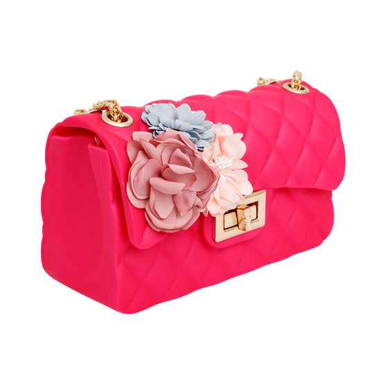 Purse Fuchsia Quilted Jelly Crossbody Bag Women