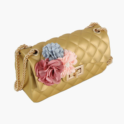 Purse Gold Quilted Jelly Crossbody Bag for Women