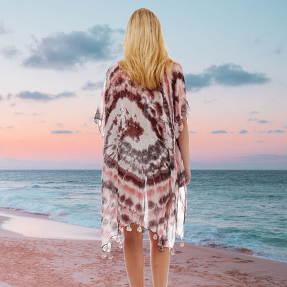 Black and Pink Tie Dye Beach Cover Up