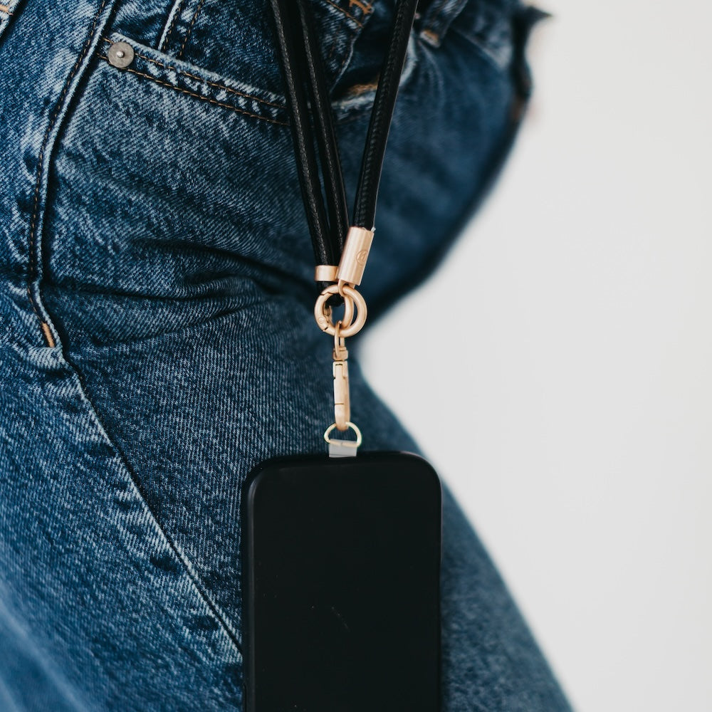 Metallic Phone Holder Crossbody Strap